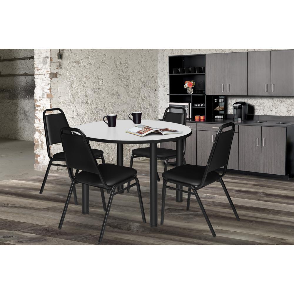 Kee 42" Round Breakroom Table- White/ Black. Picture 3