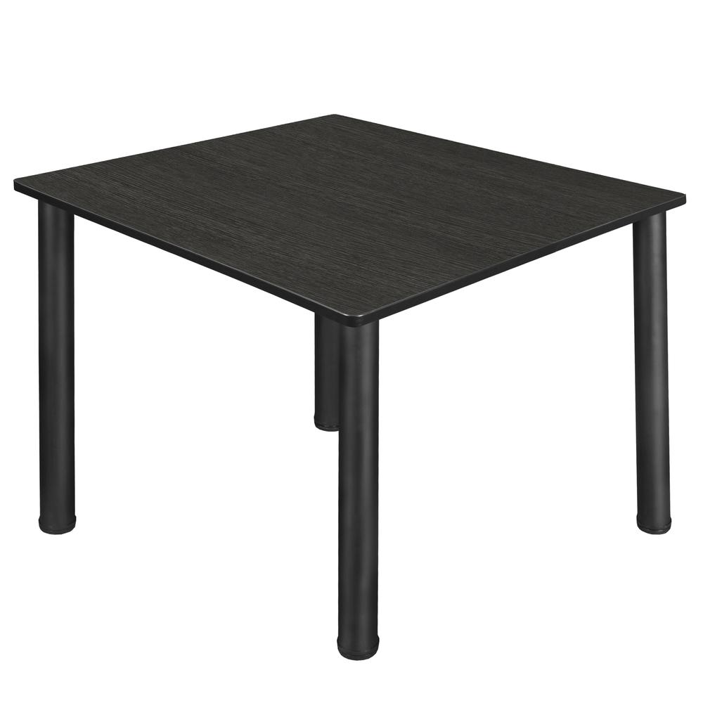Kee 48" Square Breakroom Table- Ash Grey/ Black. Picture 1