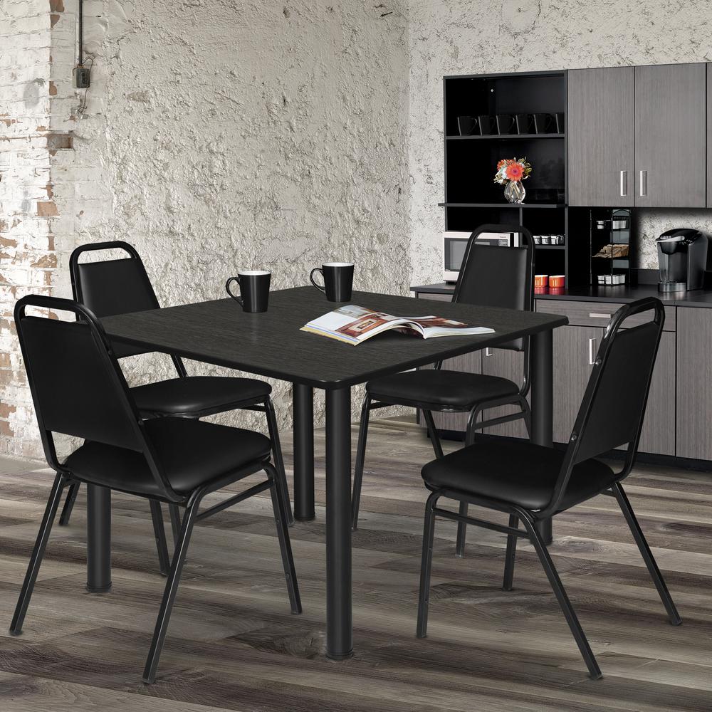 Kee 48" Square Breakroom Table- Ash Grey/ Black. Picture 4
