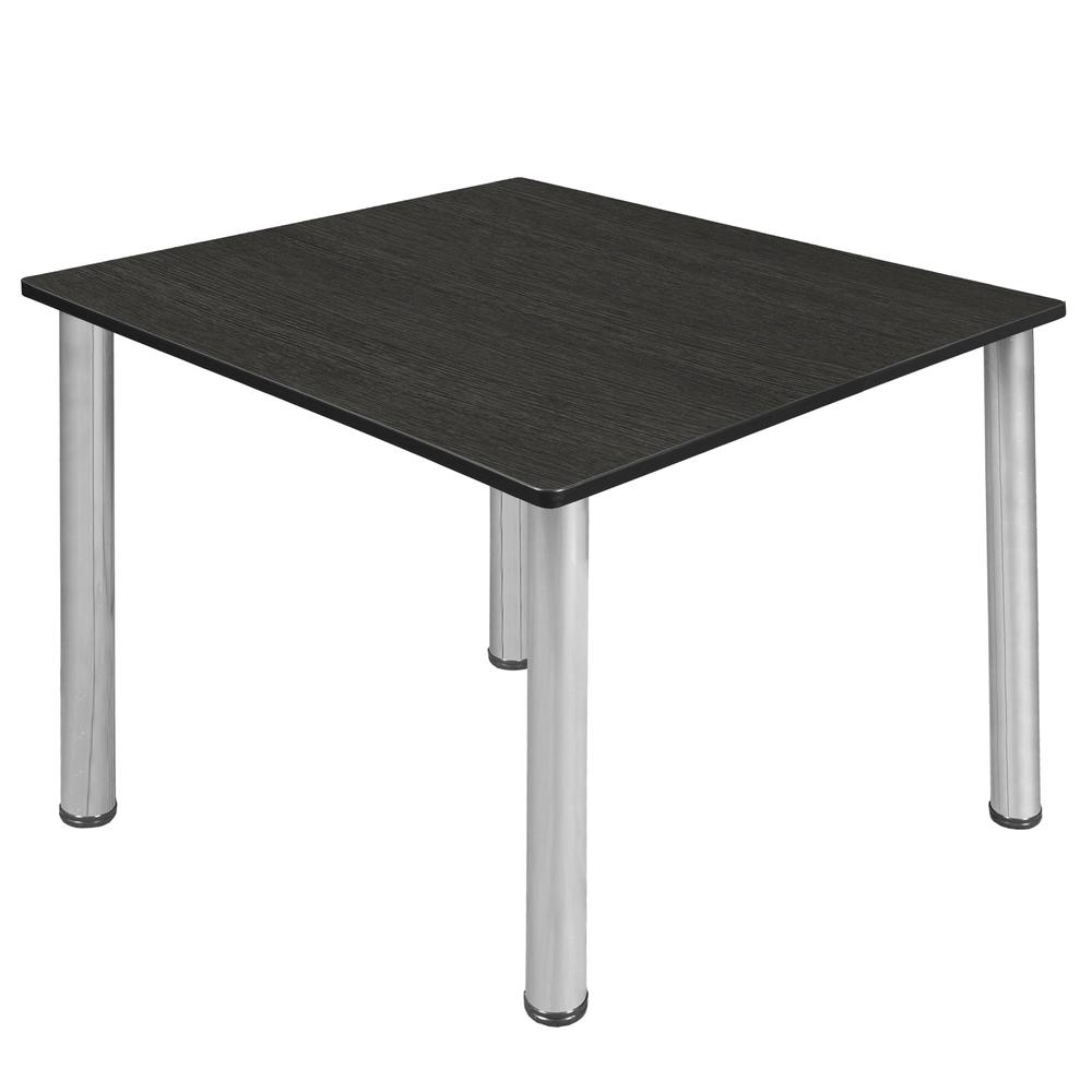 Kee 48" Square Breakroom Table- Ash Grey/ Chrome. Picture 1