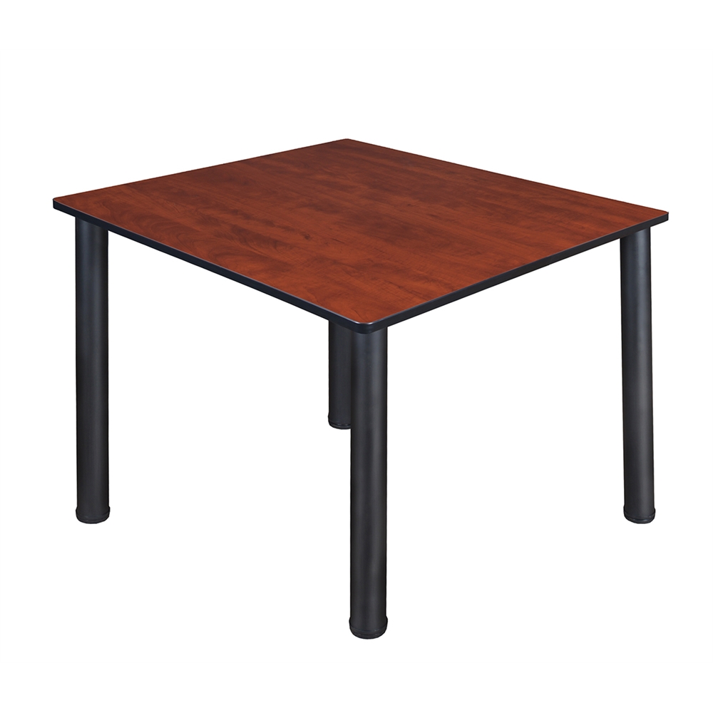 Kee 48" Square Breakroom Table- Cherry/ Black. Picture 1