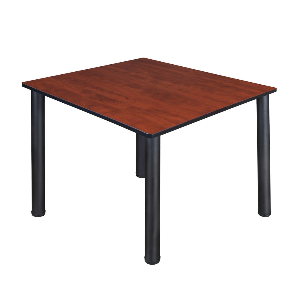 Kee 48" Square Breakroom Table- Cherry/ Black. Picture 1