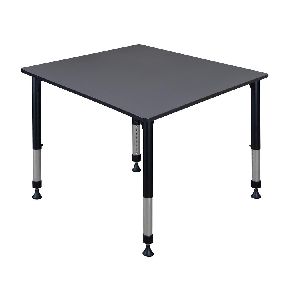 Kee 48" Square Height Adjustable Classroom Table - Grey. Picture 1