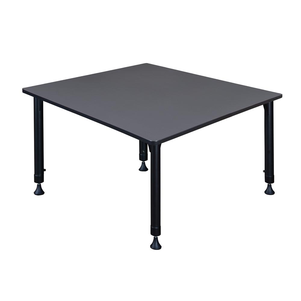 Kee 48" Square Height Adjustable Classroom Table - Grey. Picture 3