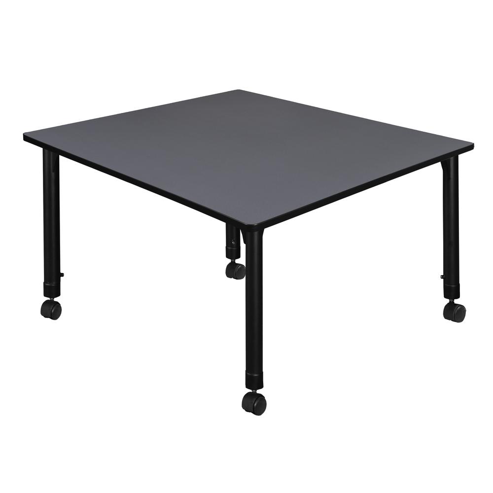 Kee 48" Square Height Adjustable Mobile  Classroom Table - Grey. Picture 2