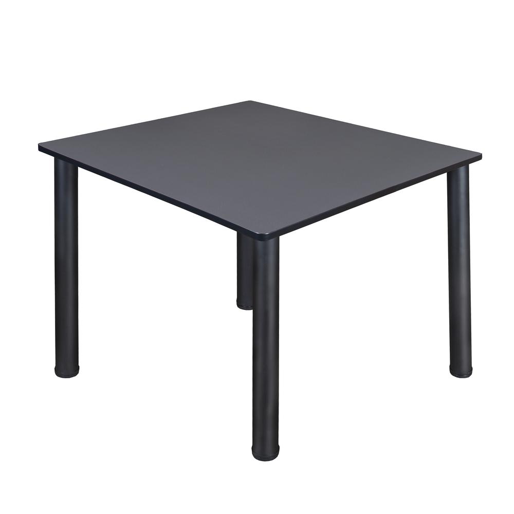 Kee 48" Square Breakroom Table- Grey/ Black. Picture 1