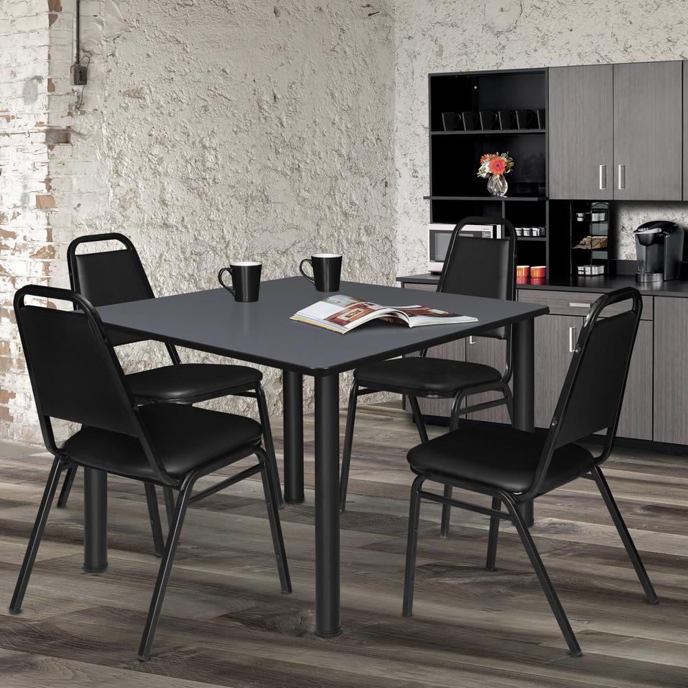Kee 48" Square Breakroom Table- Grey/ Black. Picture 3