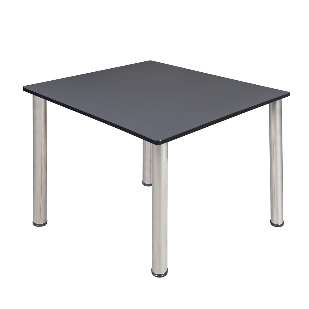 Kee 48" Square Breakroom Table- Grey/ Chrome. Picture 1