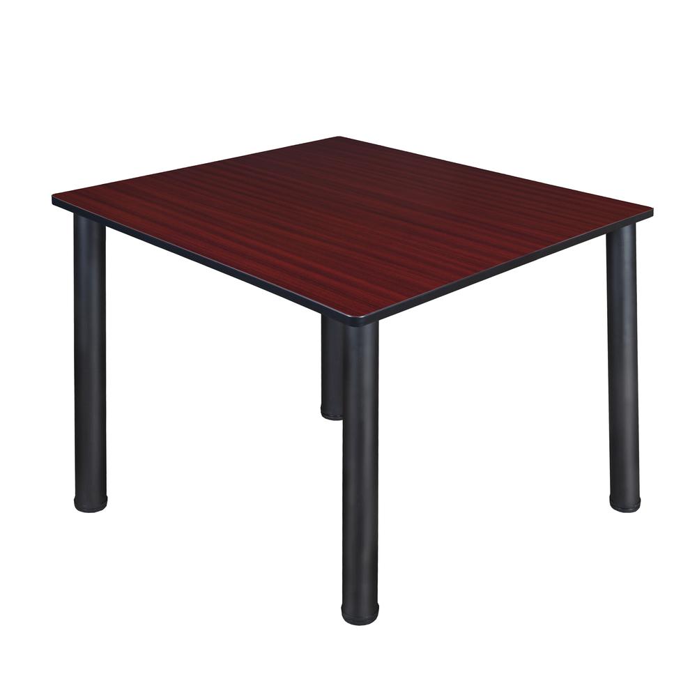 Kee 48" Square Breakroom Table- Mahogany/ Black. Picture 1