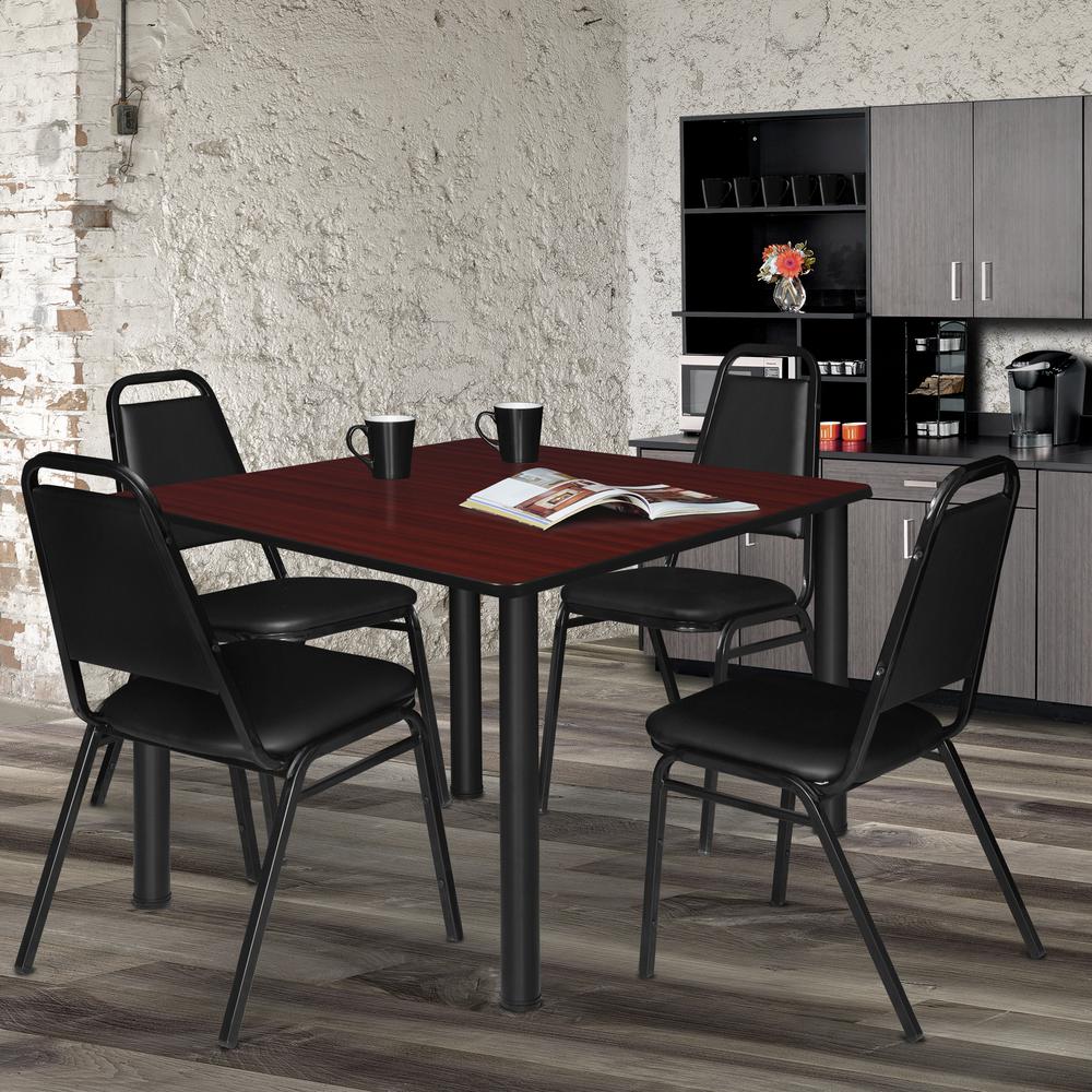 Kee 48" Square Breakroom Table- Mahogany/ Black. Picture 3