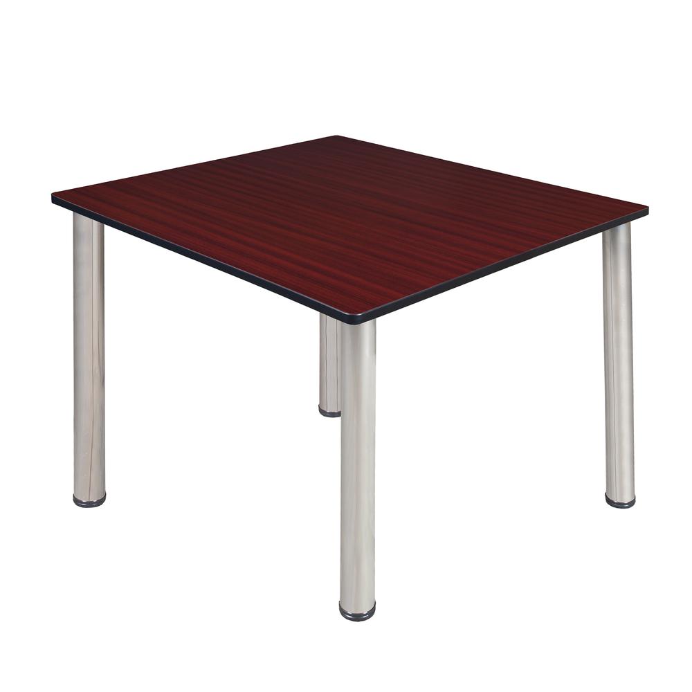 Kee 48" Square Breakroom Table- Mahogany/ Chrome. Picture 1