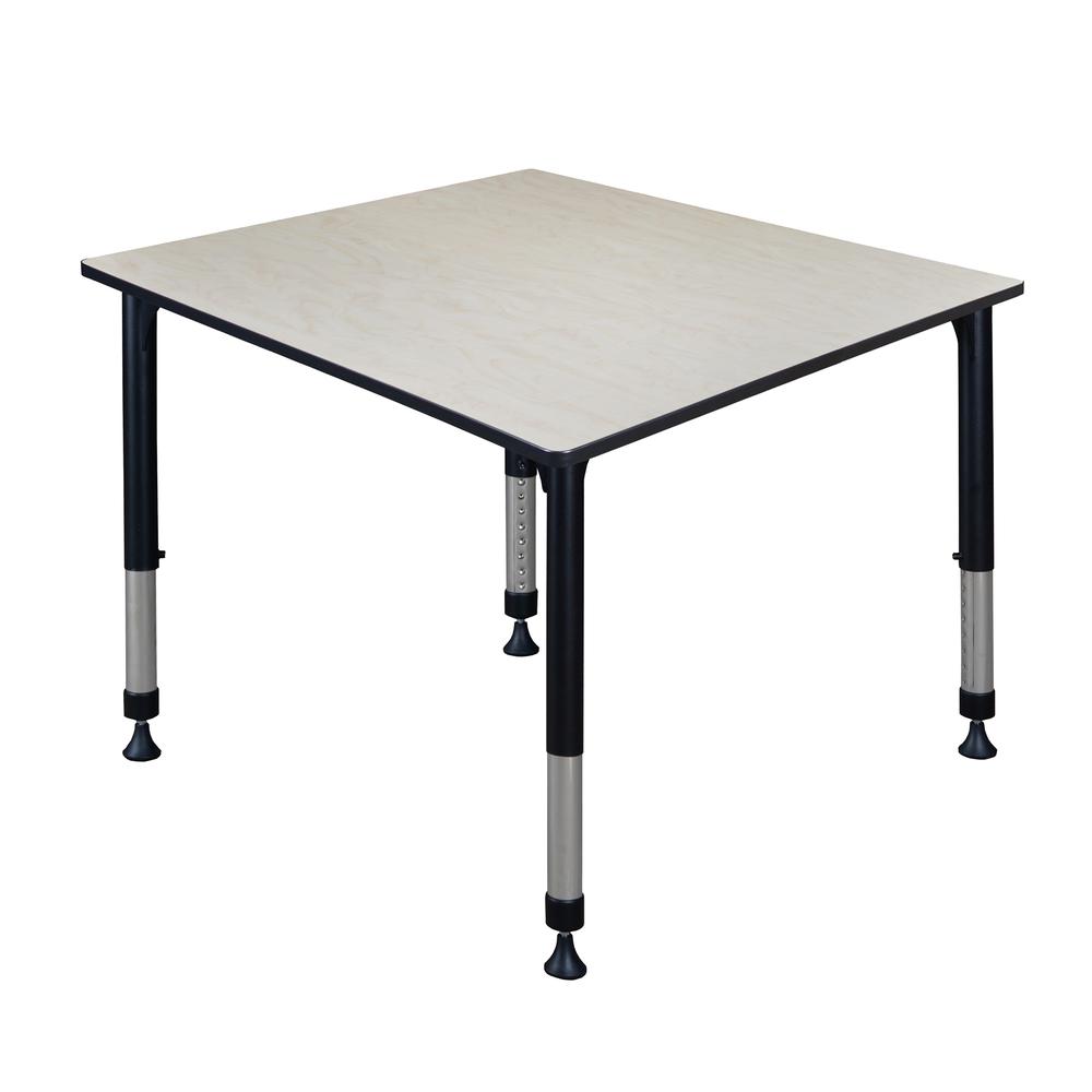 Kee 48" Square Height Adjustable Classroom Table - Maple. Picture 1