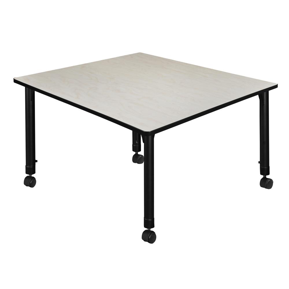 Kee 48" Square Height Adjustable Mobile Classroom Table - Maple. Picture 2