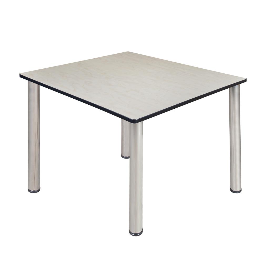 Kee 48" Square Breakroom Table- Maple/ Chrome. Picture 1
