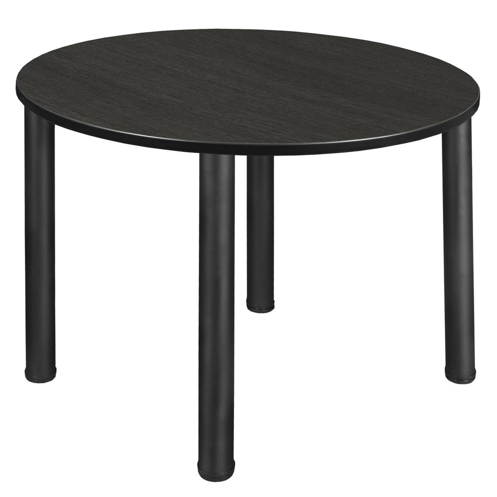 Kee 48" Round Breakroom Table- Ash Grey/ Black. Picture 1