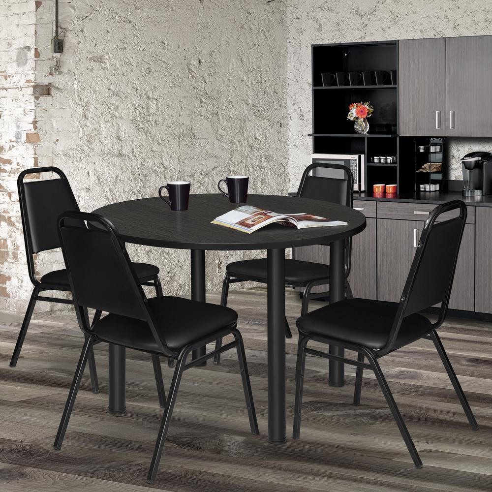 Kee 48" Round Breakroom Table- Ash Grey/ Black. Picture 4