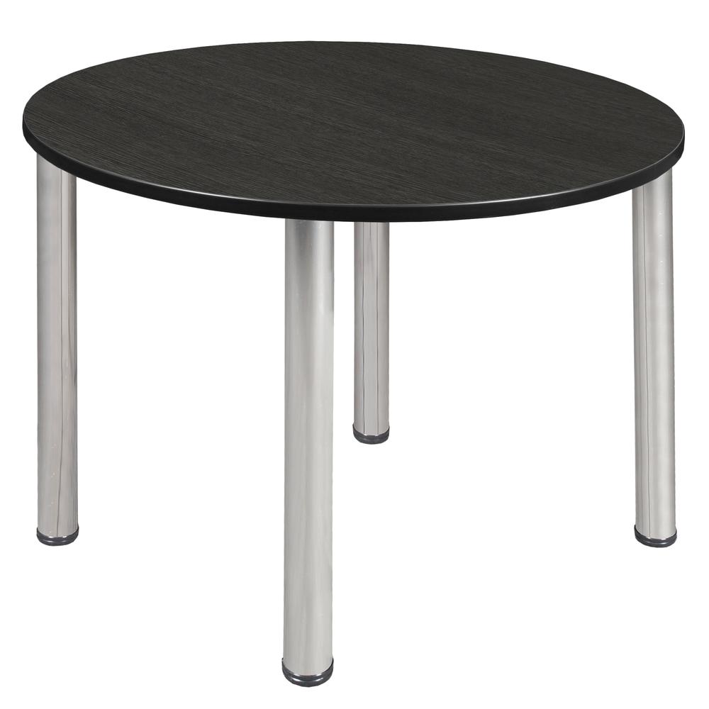 Kee 48" Round Breakroom Table- Ash Grey/ Chrome. Picture 1