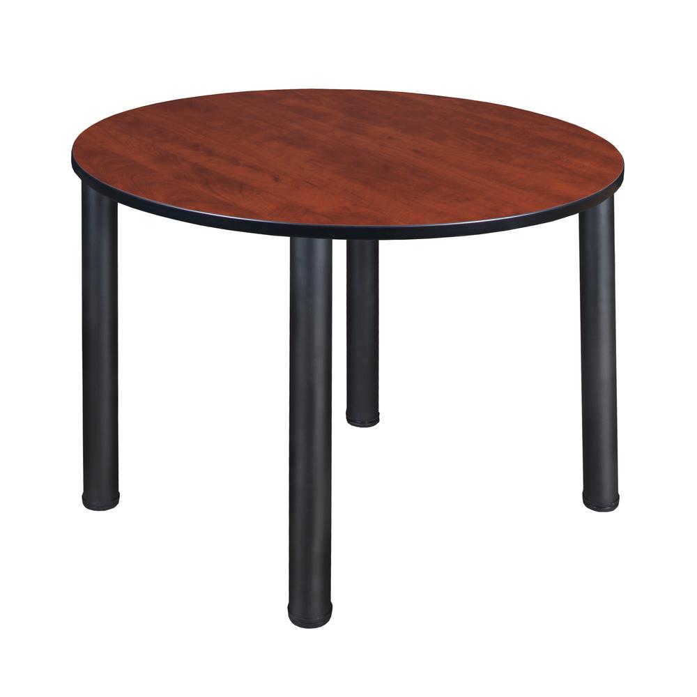 Kee 48" Round Breakroom Table- Cherry/ Black. Picture 1
