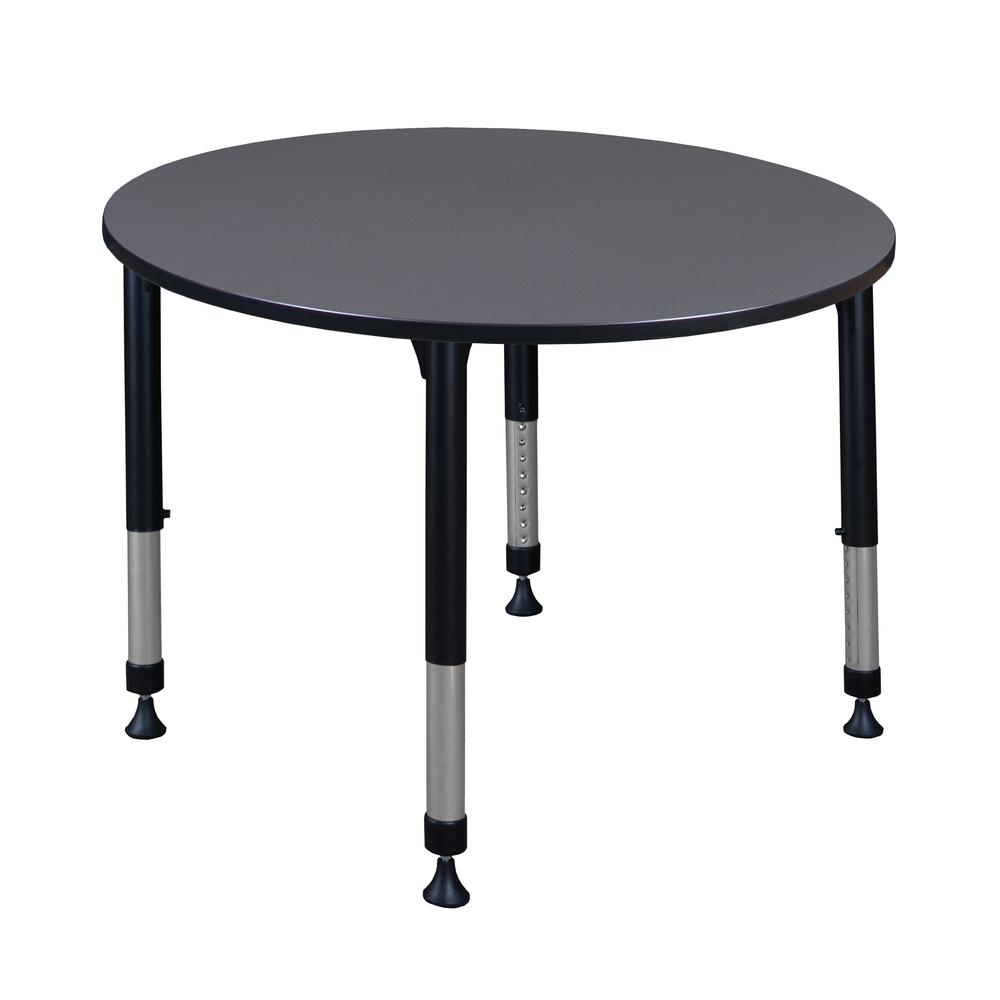 Kee 48" Round Height Adjustable Classroom Table - Grey. Picture 1