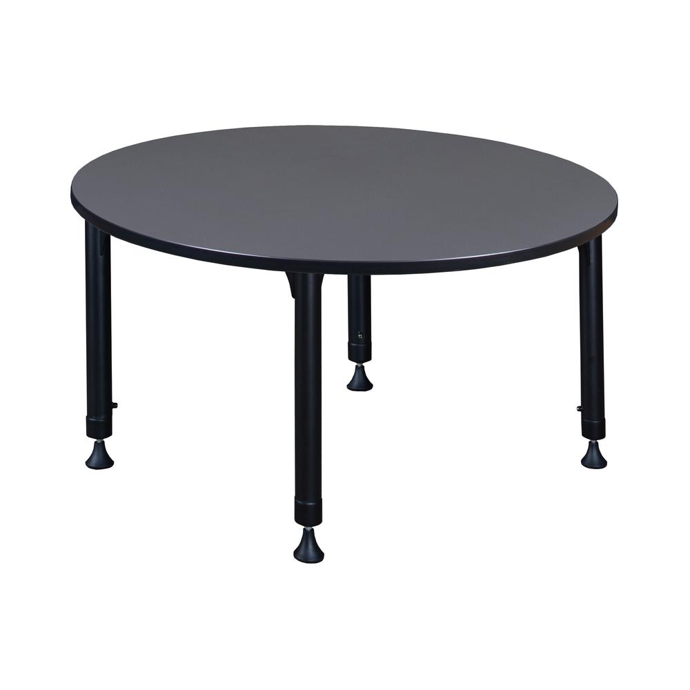 Kee 48" Round Height Adjustable Classroom Table - Grey. Picture 3