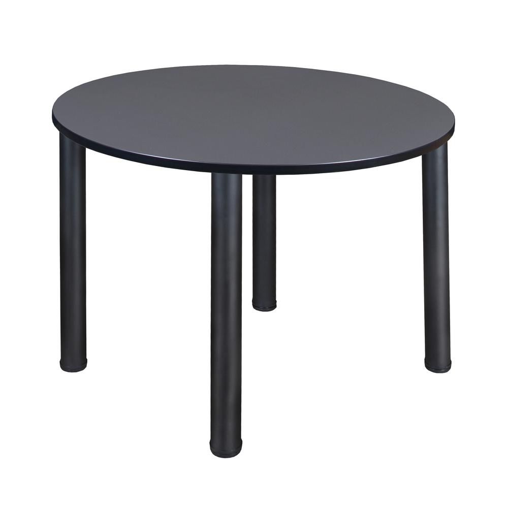 Kee 48" Round Breakroom Table- Grey/ Black. Picture 1