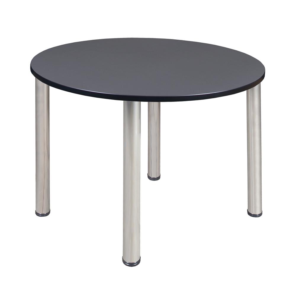 Kee 48" Round Breakroom Table- Grey/ Chrome. Picture 1