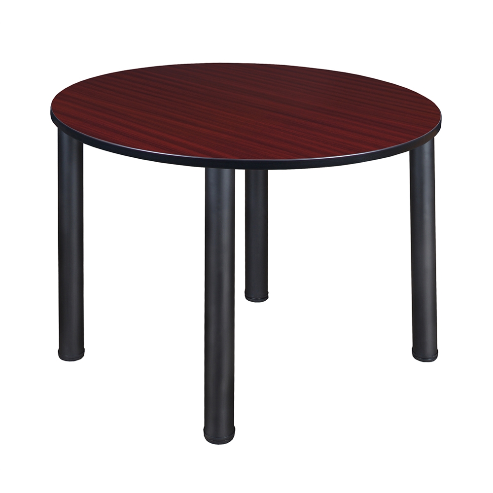 Kee 48" Round Breakroom Table- Mahogany/ Black. Picture 1