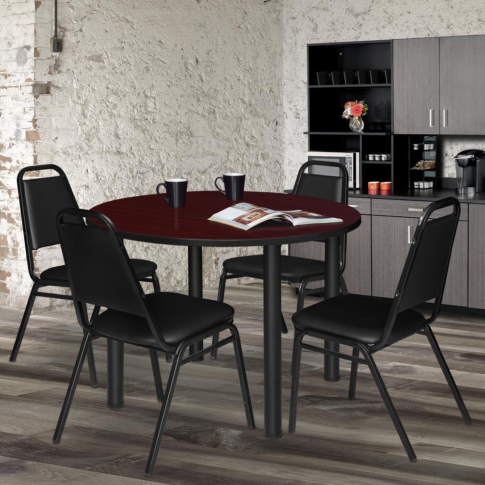 Kee 48" Round Breakroom Table- Mahogany/ Black. Picture 4