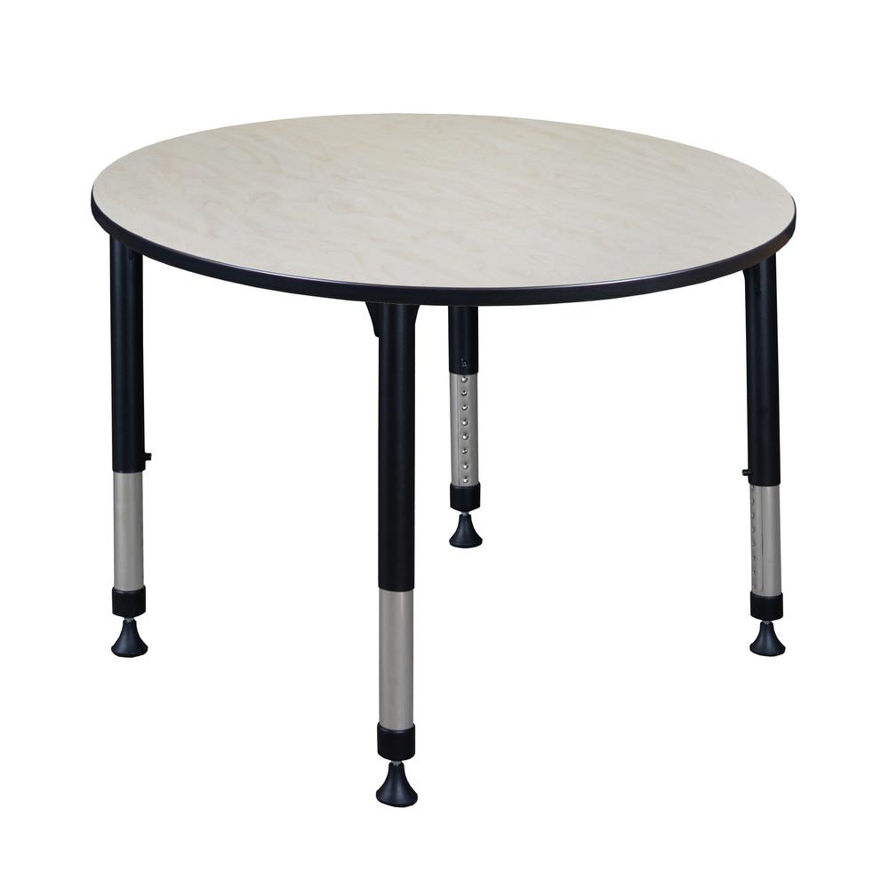 Kee 48" Round Height Adjustable Classroom Table - Maple. Picture 1