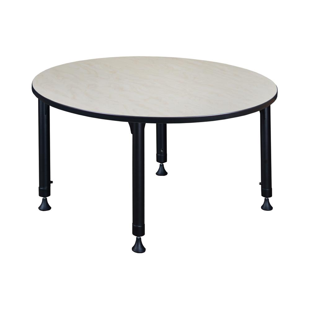 Kee 48" Round Height Adjustable Classroom Table - Maple. Picture 3