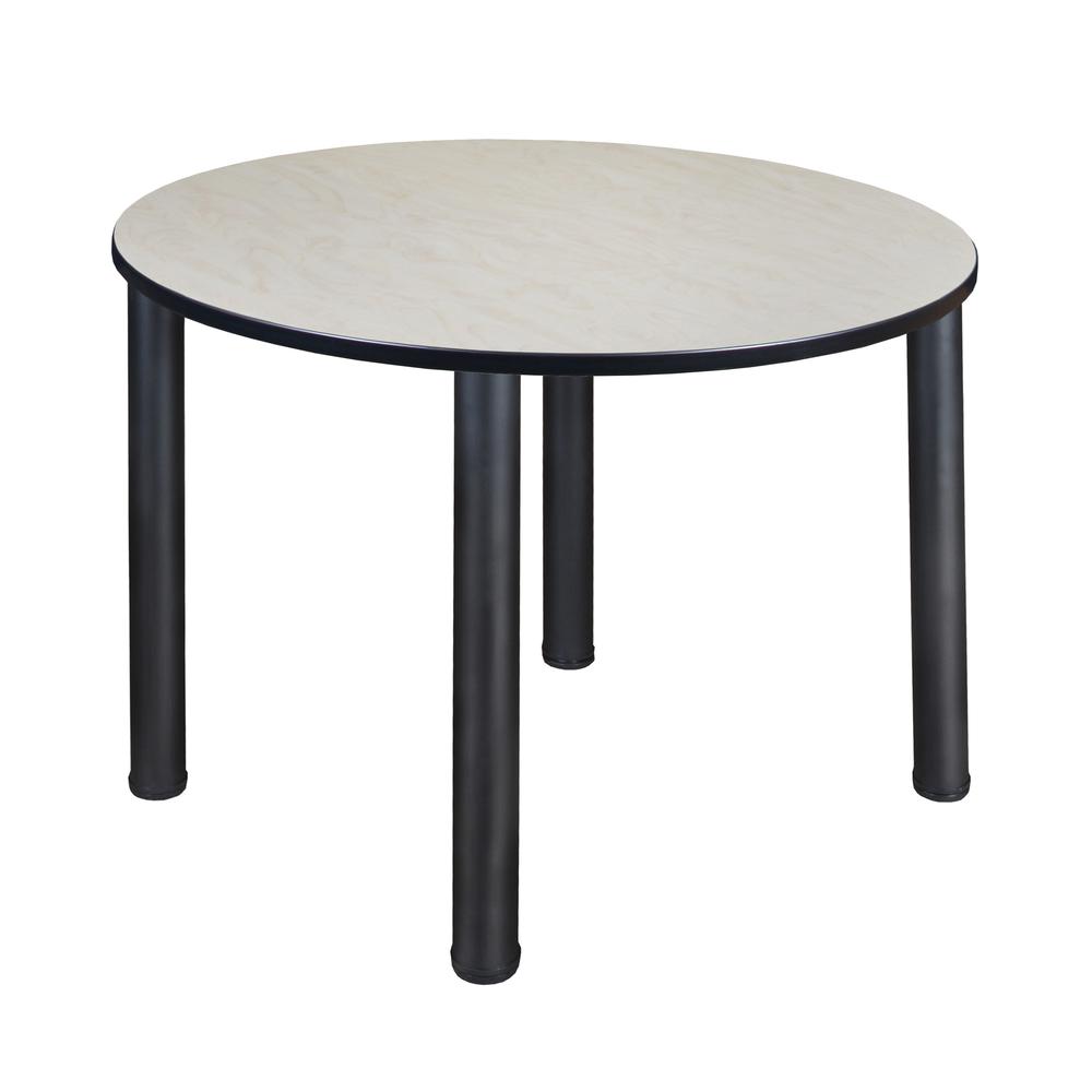 Kee 48" Round Breakroom Table- Maple/ Black. Picture 1