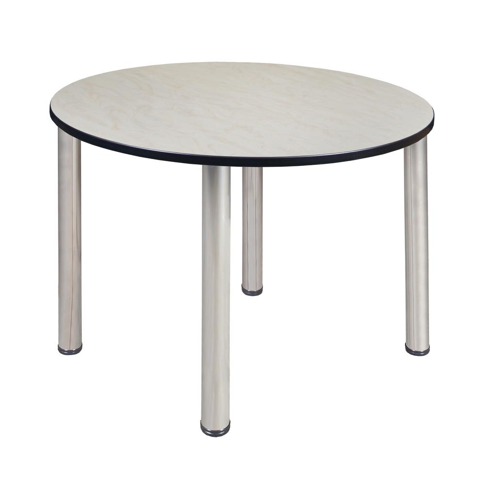 Kee 48" Round Breakroom Table- Maple/ Chrome. Picture 1