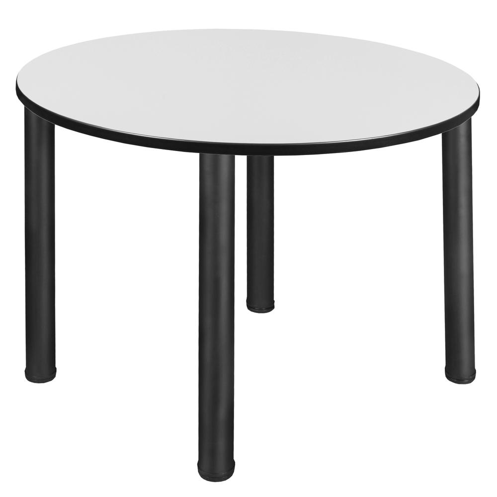 Kee 48" Round Breakroom Table- White/ Black. Picture 1