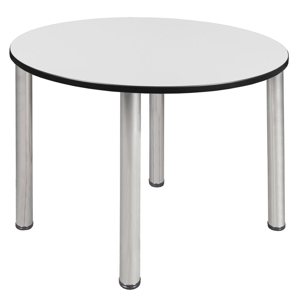 Kee 48" Round Breakroom Table- White/ Chrome. Picture 1