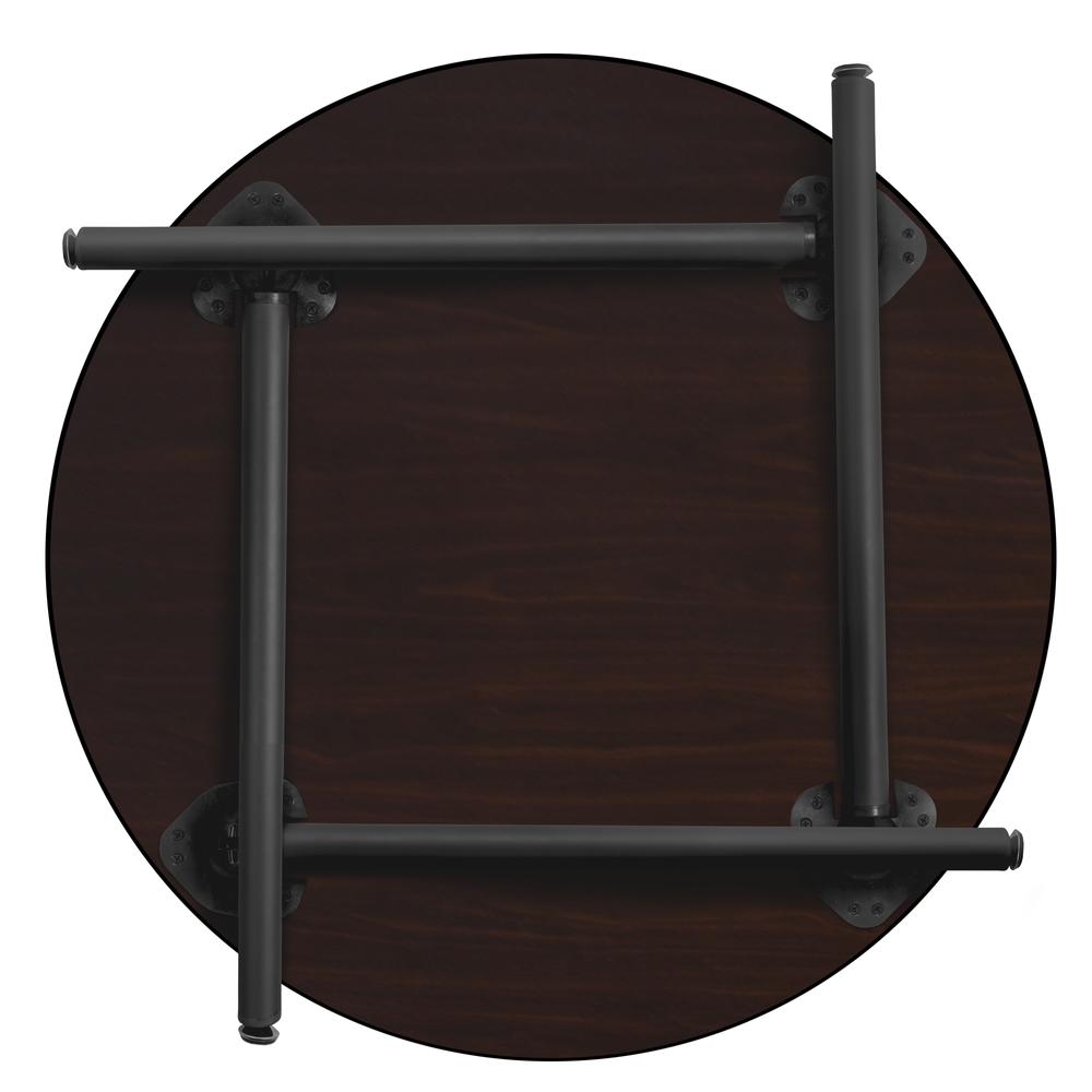Kee 30" Round Folding Breakroom Table- Mahogany/ Black. Picture 5