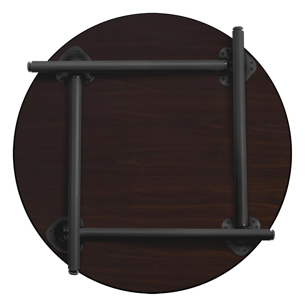 Kee 36" Round Folding Breakroom Table- Mahogany/ Black. Picture 5