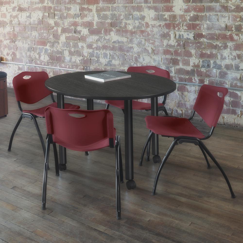 Kee 30" Round Mobile Breakroom Table- Ash Grey/ Black. Picture 3