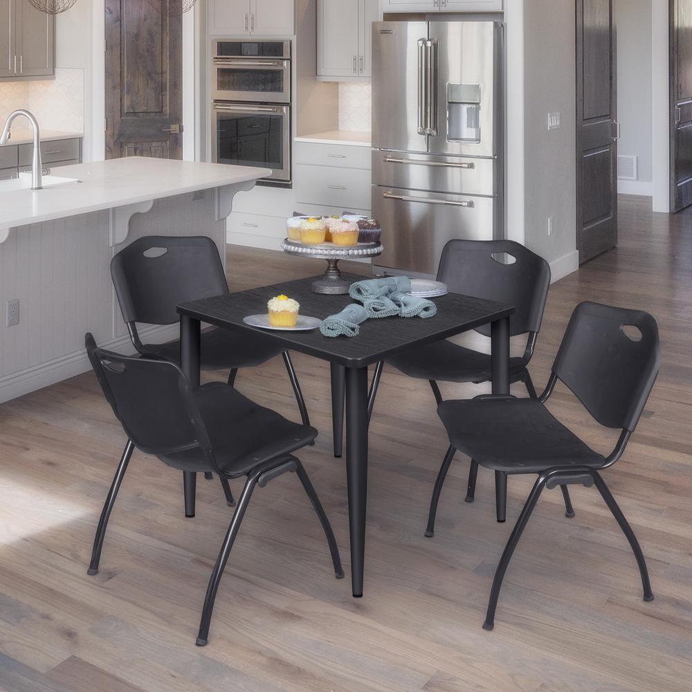 Regency Kahlo 30 in. Square Breakroom Table- Ash Grey Top, Black Base & 4 M Stack Chairs- Black. Picture 7