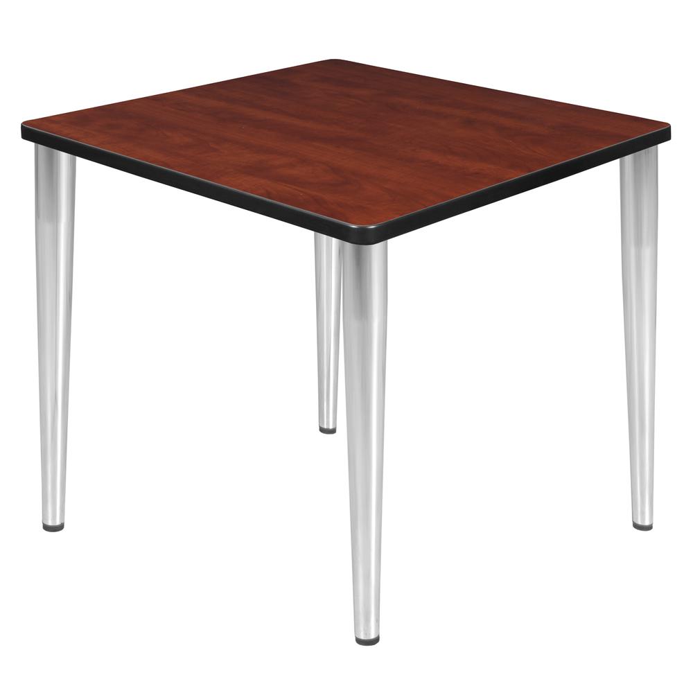 Kahlo 30" Square Tapered Leg Table- Cherry/ Chrome. Picture 1