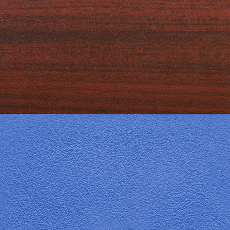 Regency Kahlo 30 in. Square Breakroom Table- Mahogany Top, Black Base & 4 M Stack Chairs- Blue. Picture 8