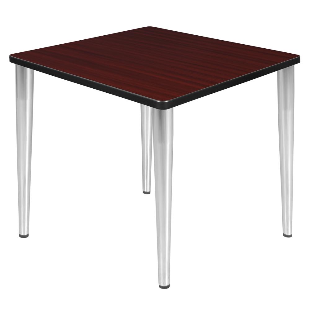 Kahlo 30" Square Tapered Leg Table- Mahogany/ Chrome. Picture 1