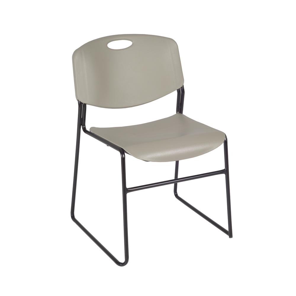 Regency Kahlo 30 in. Square Breakroom Table- White, Black Base & 4 Zeng Stack Chairs- Grey. Picture 4