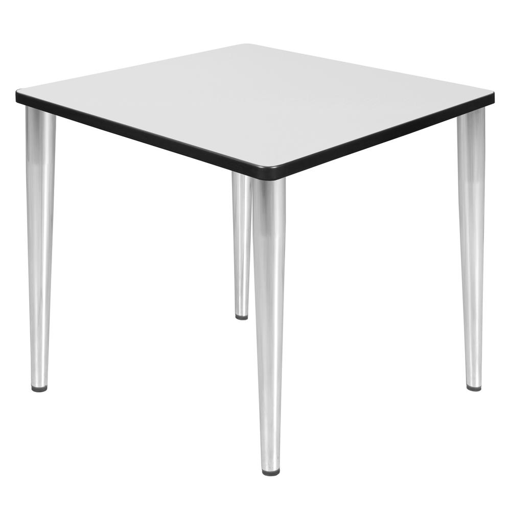 Kahlo 30" Square Tapered Leg Table- White/ Chrome. Picture 1