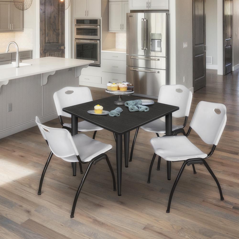Regency Kahlo 36 in. Square Breakroom Table- Ash Grey Top, Black Base & 4 M Stack Chairs- Grey. Picture 7