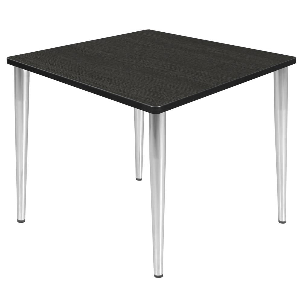 Kahlo 36" Square Tapered Leg Table- Ash Grey/ Chrome. Picture 1
