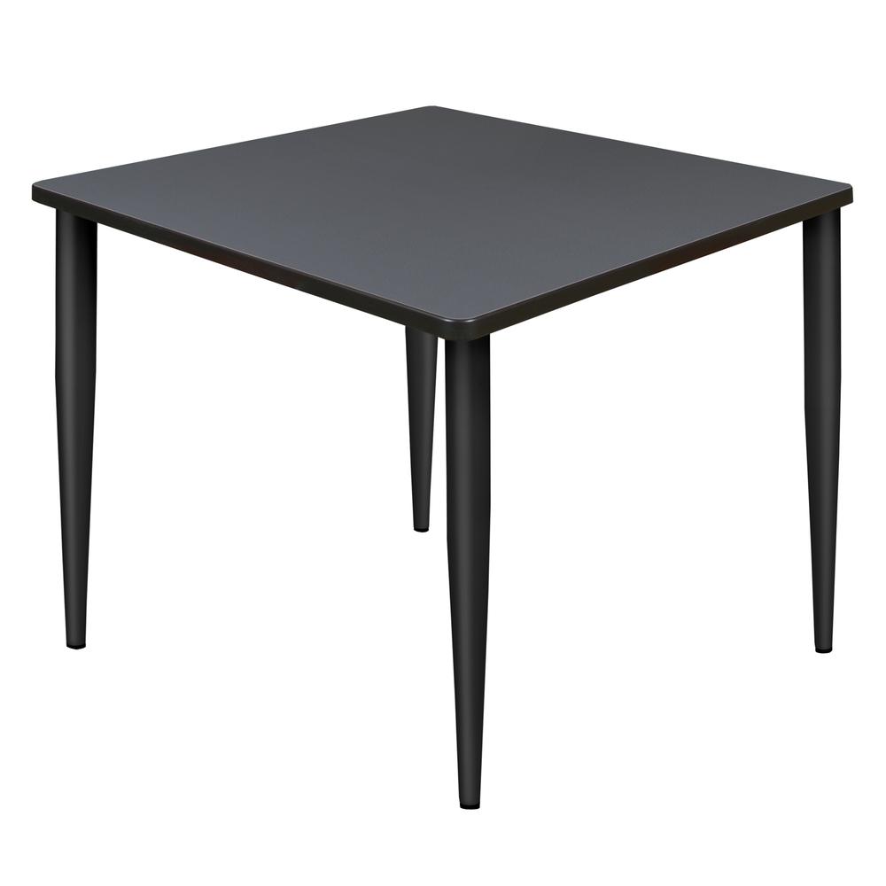 Kahlo 36" Square Tapered Leg Table- Grey/ Black. Picture 1