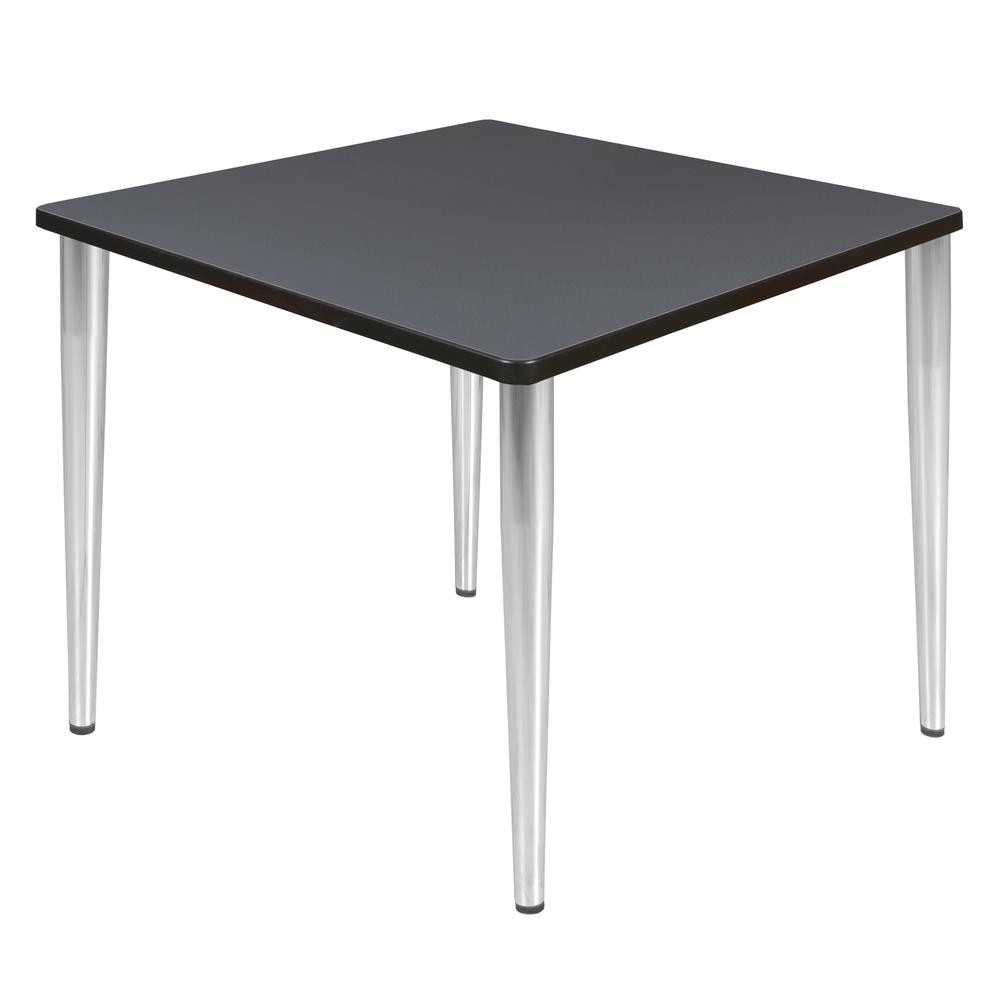 Kahlo 36" Square Tapered Leg Table- Grey/ Chrome. Picture 1