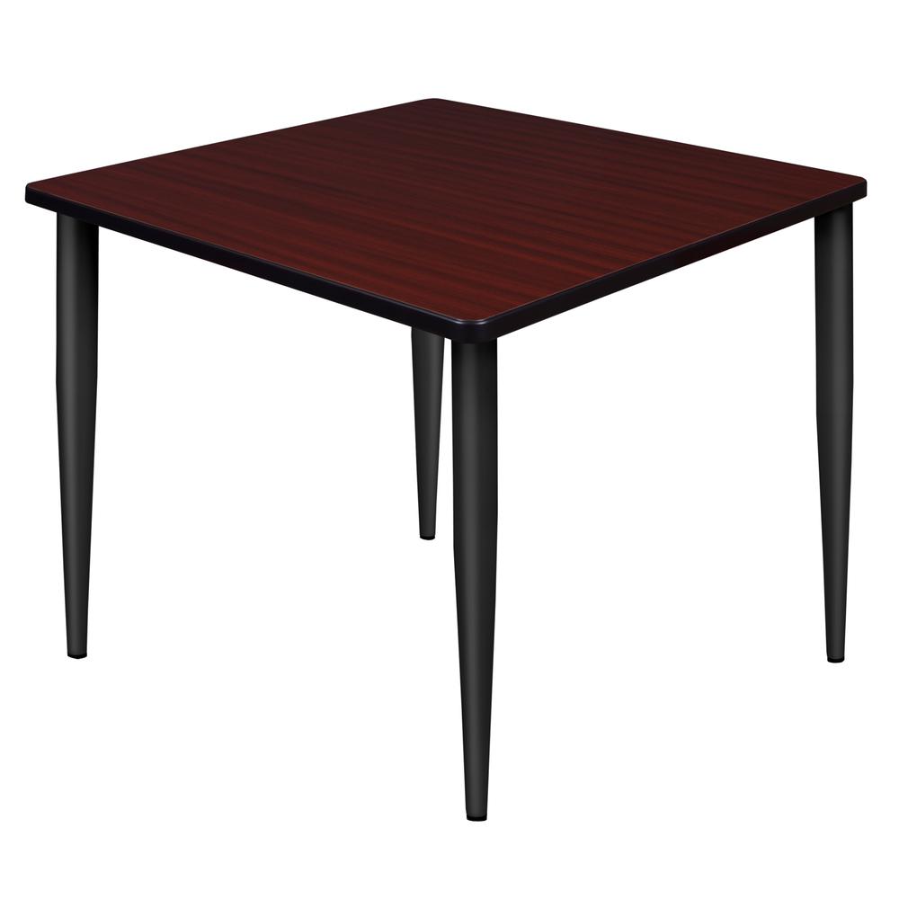 Kahlo 36" Square Tapered Leg Table- Mahogany/ Black. Picture 1