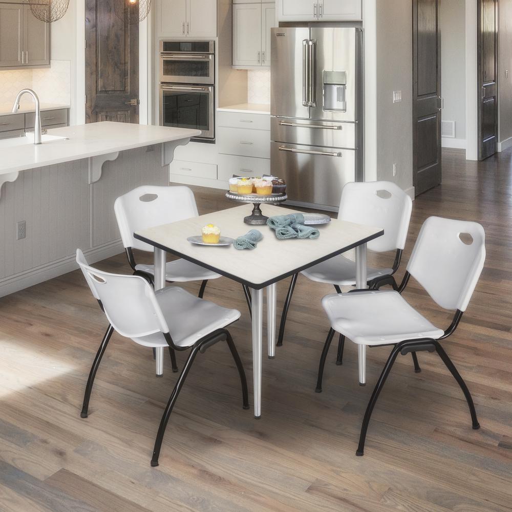 Regency Kahlo 36 in. Square Breakroom Table- Maple Top, Chrome Base & 4 M Stack Chairs- Grey. Picture 9