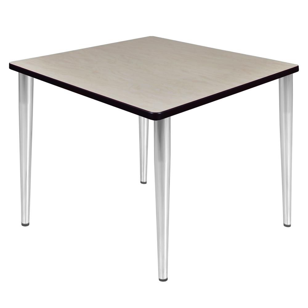 Kahlo 36" Square Tapered Leg Table- Maple/ Chrome. Picture 1